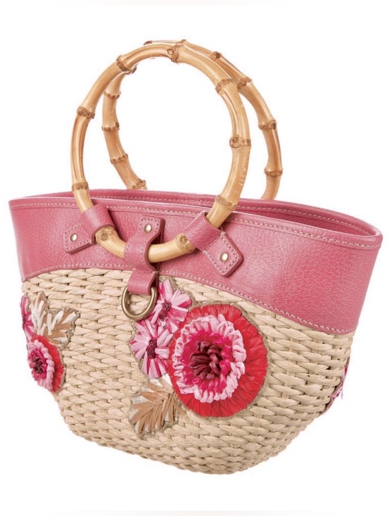Miu Miu Handbags - Archival Miu Miu Begonia Basket Bag: Pink Leather + Natural Bamboo & Rattan Tote